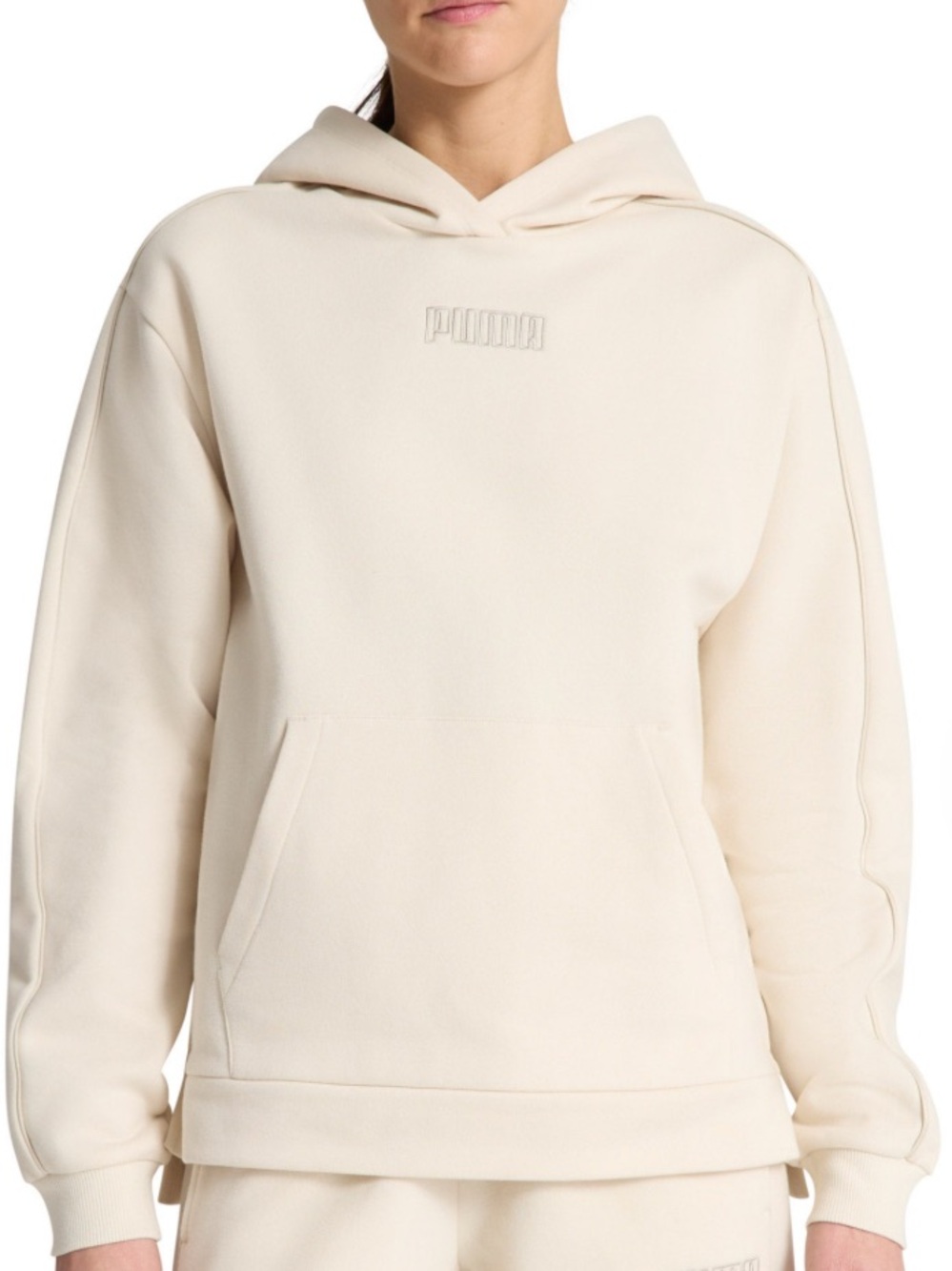 NWT Puma Women's Cream Pullover Hoodie with Embroidered Logo